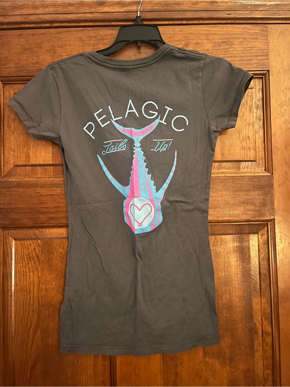 Pelagic Charcoal Tee with Pink & Aqua Tail Graphic